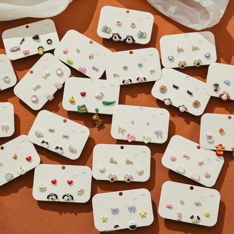 15 bags Colorful Stud Earrings Blind Bags Open On Live