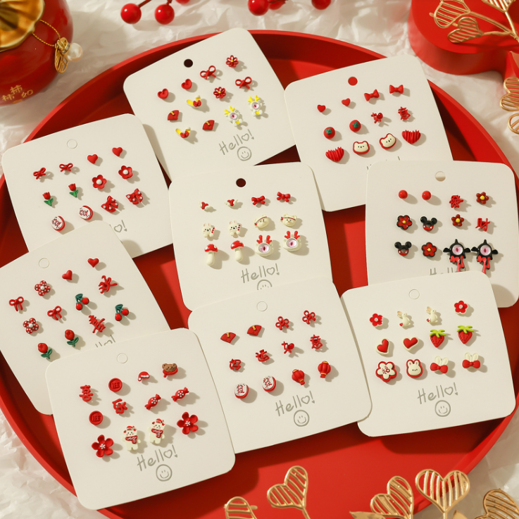 15 bags Colorful Stud Earrings Blind Bags Open On Live